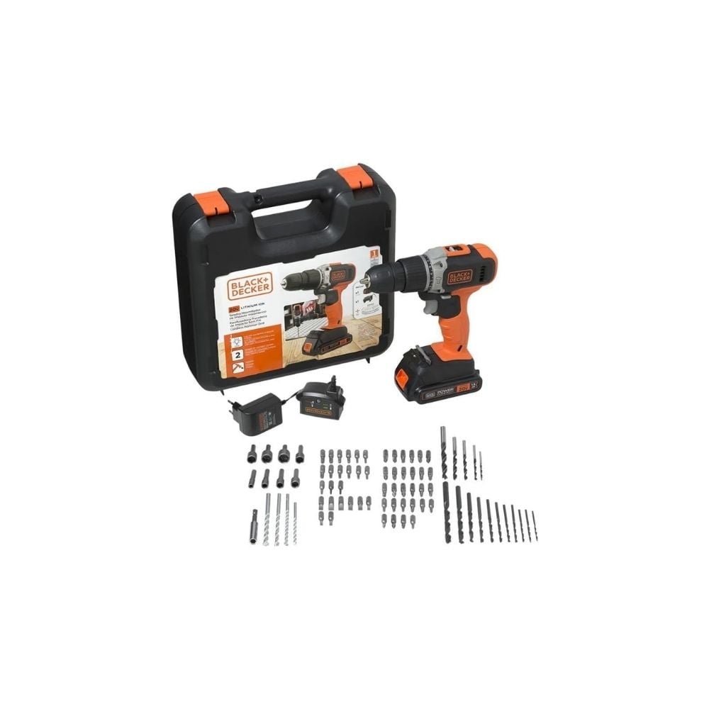 Furadeira/Parafusadeira Black & Decker - 3/8" 20V Bateria com 80 Acessórios | BCD704C1KA-BR - imagem 1