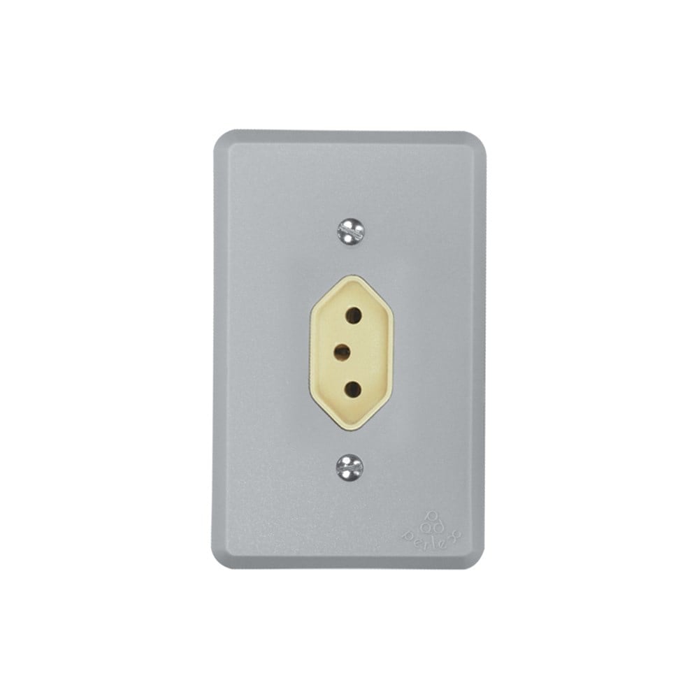 Conjunto Perlex 4X2 Cinza com Placa 1 Tomada 10A 1311