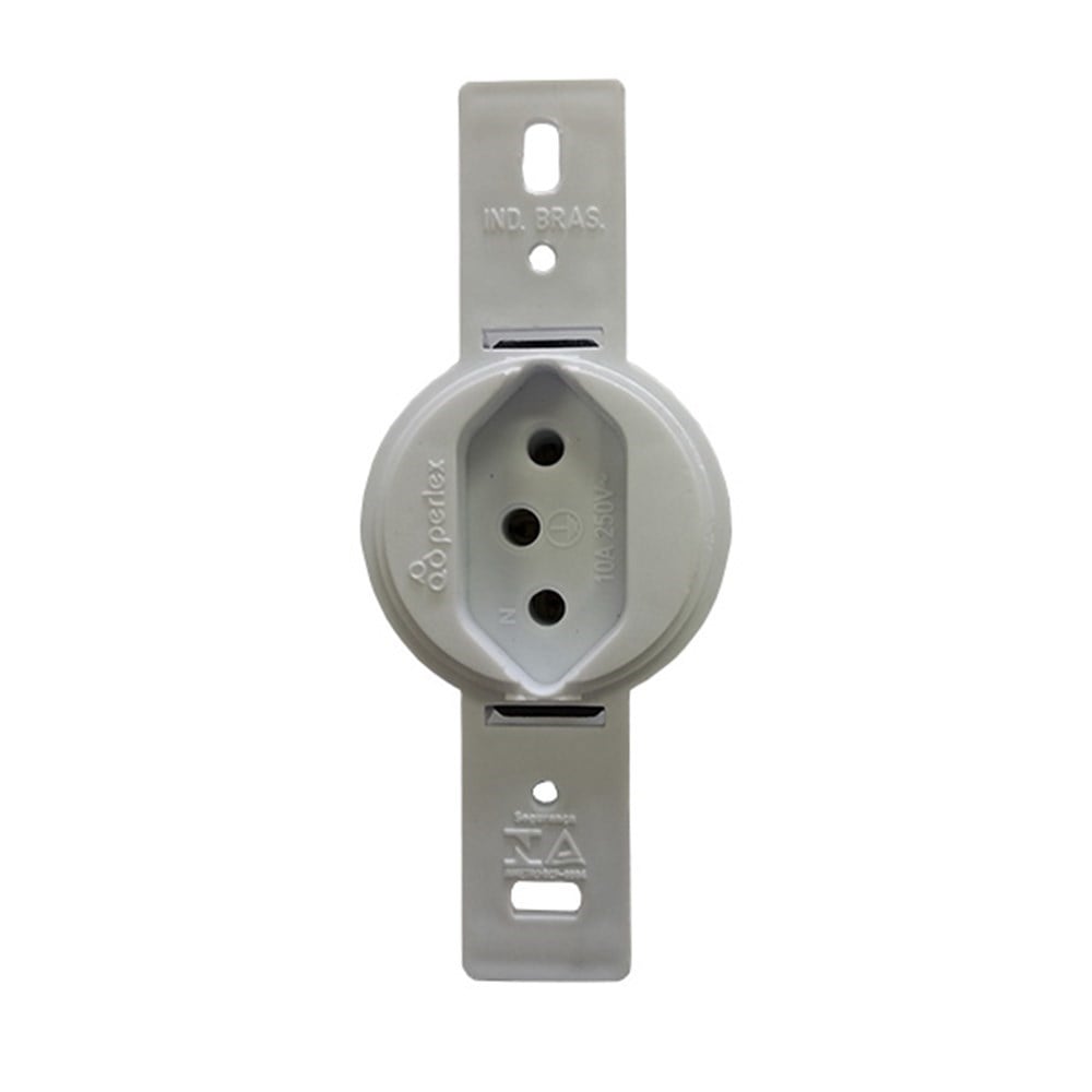 Conjunto para Condulete Perlex Tomada 2 Polos + Terra 10A Redondo Branco 5511BR