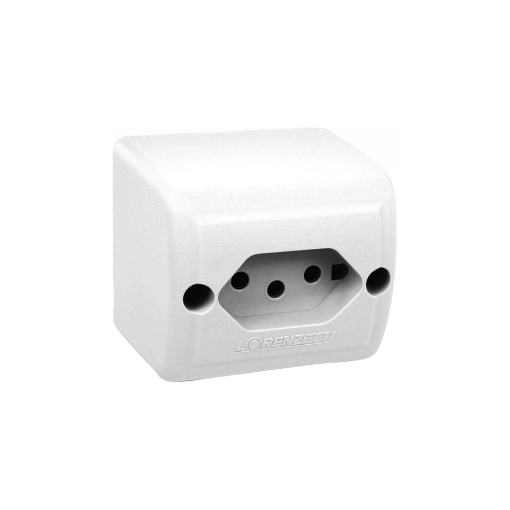 Tomada Externa Lorenzetti - 2 Polos Terra 10A Retangular Branca | 1713011