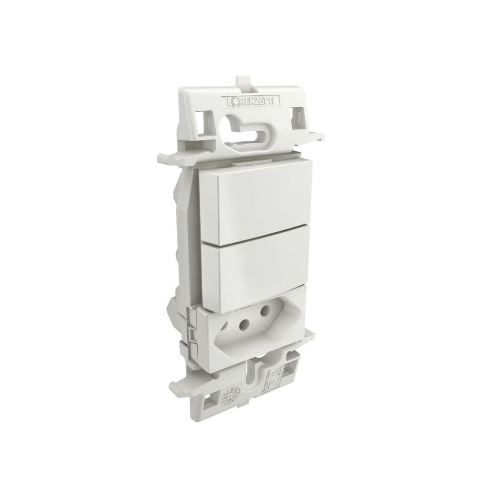Interruptor Lorenzetti Zuli 4x2 - Branco sem Placa (2 Simples + Tomada 10A) | LZ113