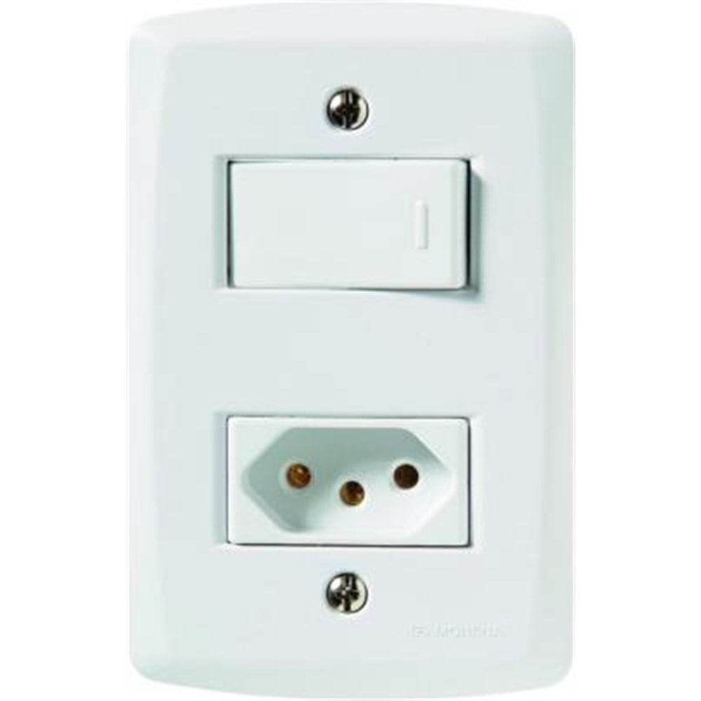 Conjunto Tramontina Lux 4X2 Branco com Placa 1 Paralelo + 1 Tomada 57145050
