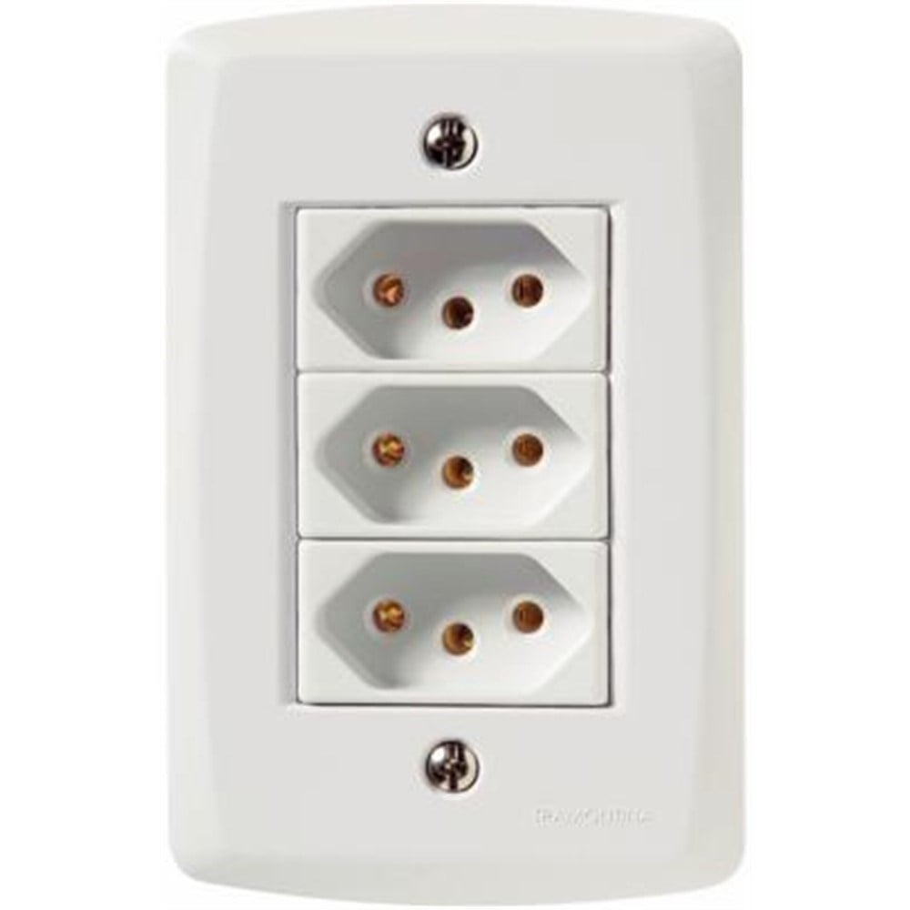 Conjunto Tramontina Lux 4X2 Branco com Placa 3 Tomadas 10A 57145076