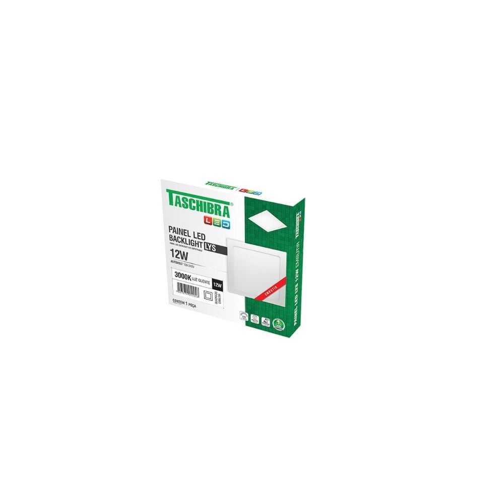 Painel LED 12W Quadrado Branco Embutir Taschibra - imagem 1