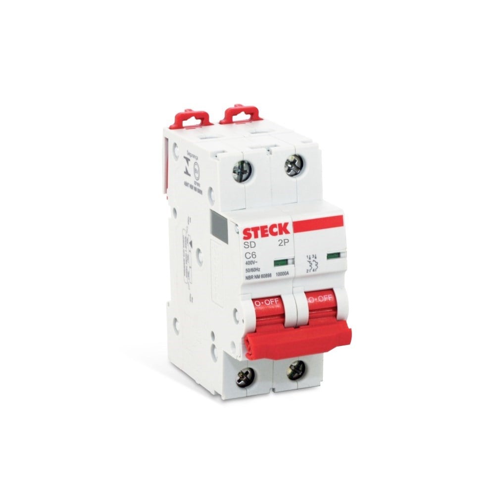 Disjuntor Steck DIN Bipolar 06A (C) SDD62C06