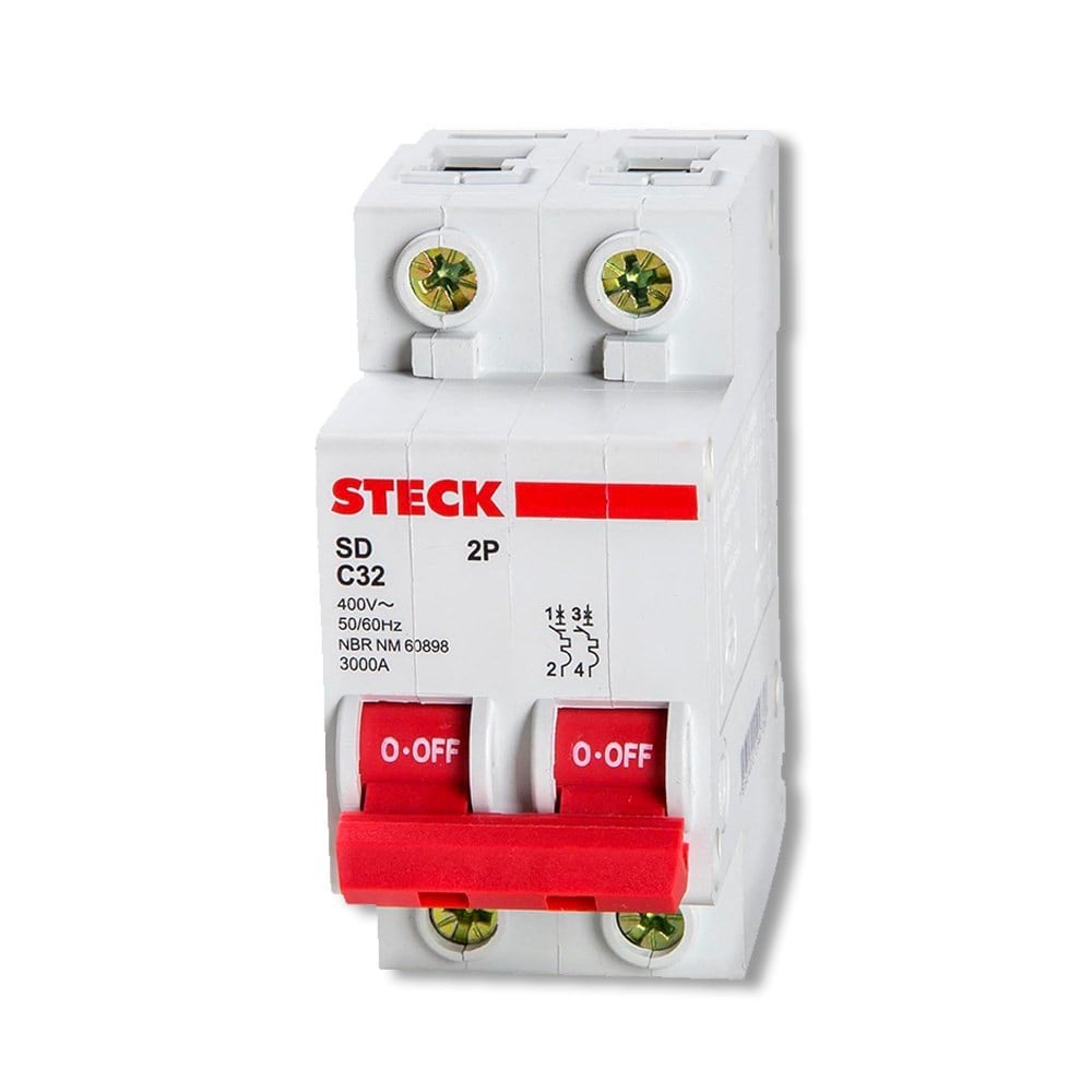 Disjuntor Steck DIN Bipolar 20A SD62 C SDD62C20