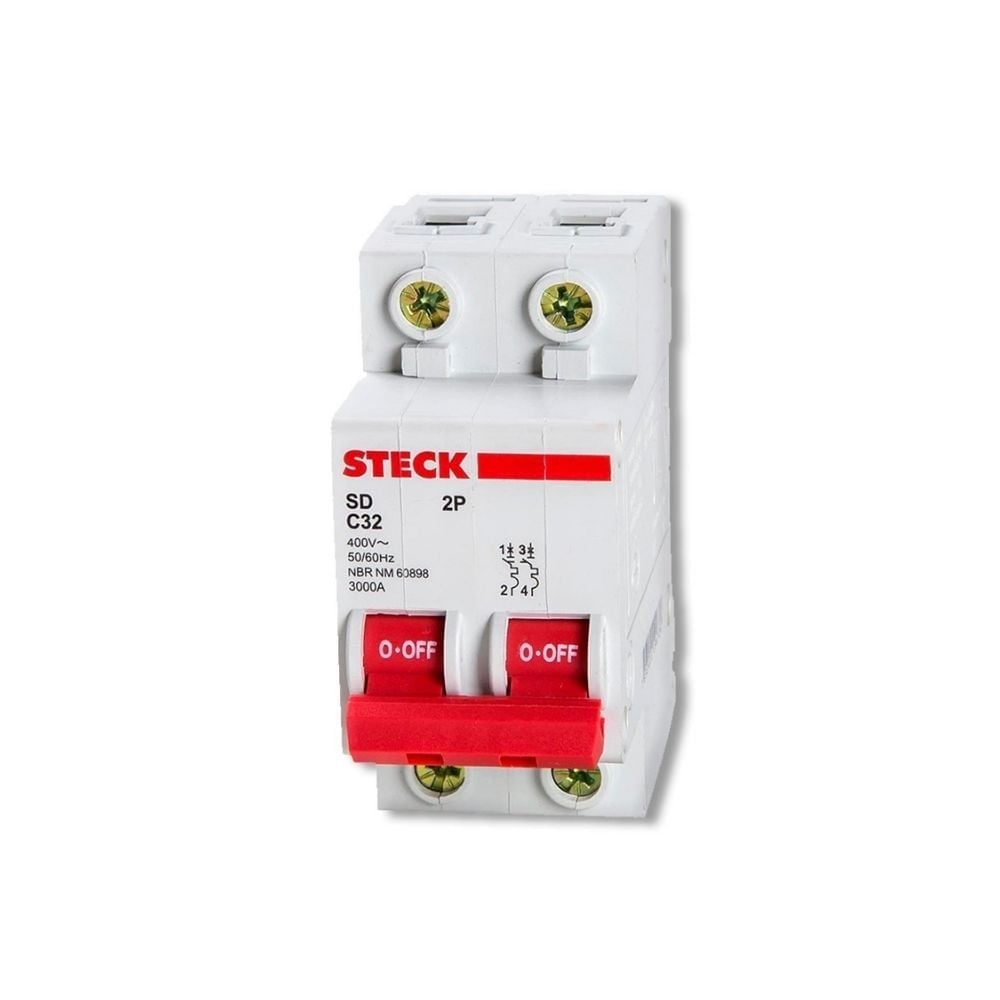 Disjuntor Steck DIN Bipolar 40A SD62 C | SDD62C40 - imagem 1