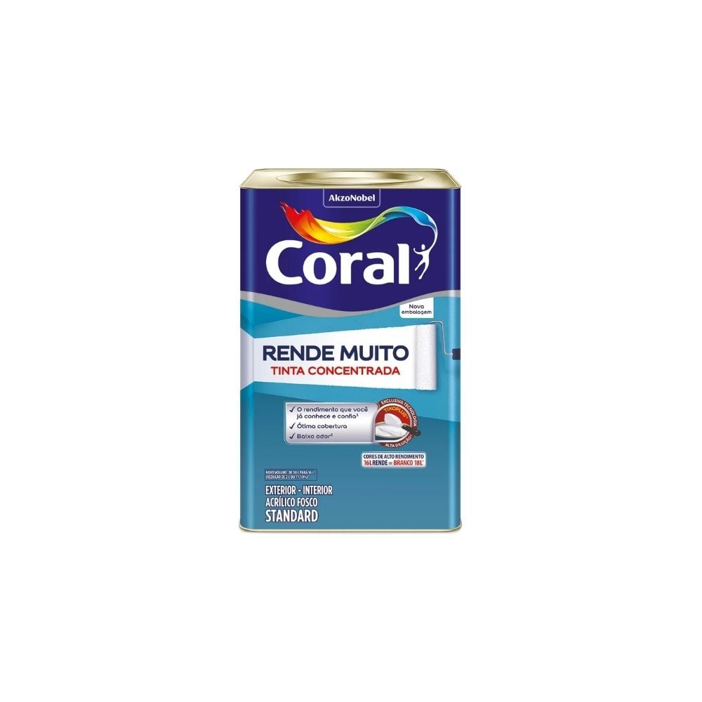 Tinta Acrílica Fosca Coral Rende Muito 16L – Branco - imagem 1