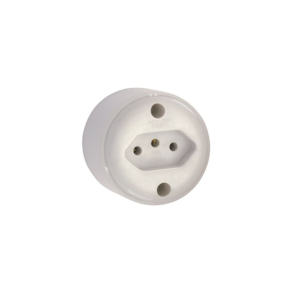 Tomada Externa Fame 2 Polos +Terra 10A Branca 8214230