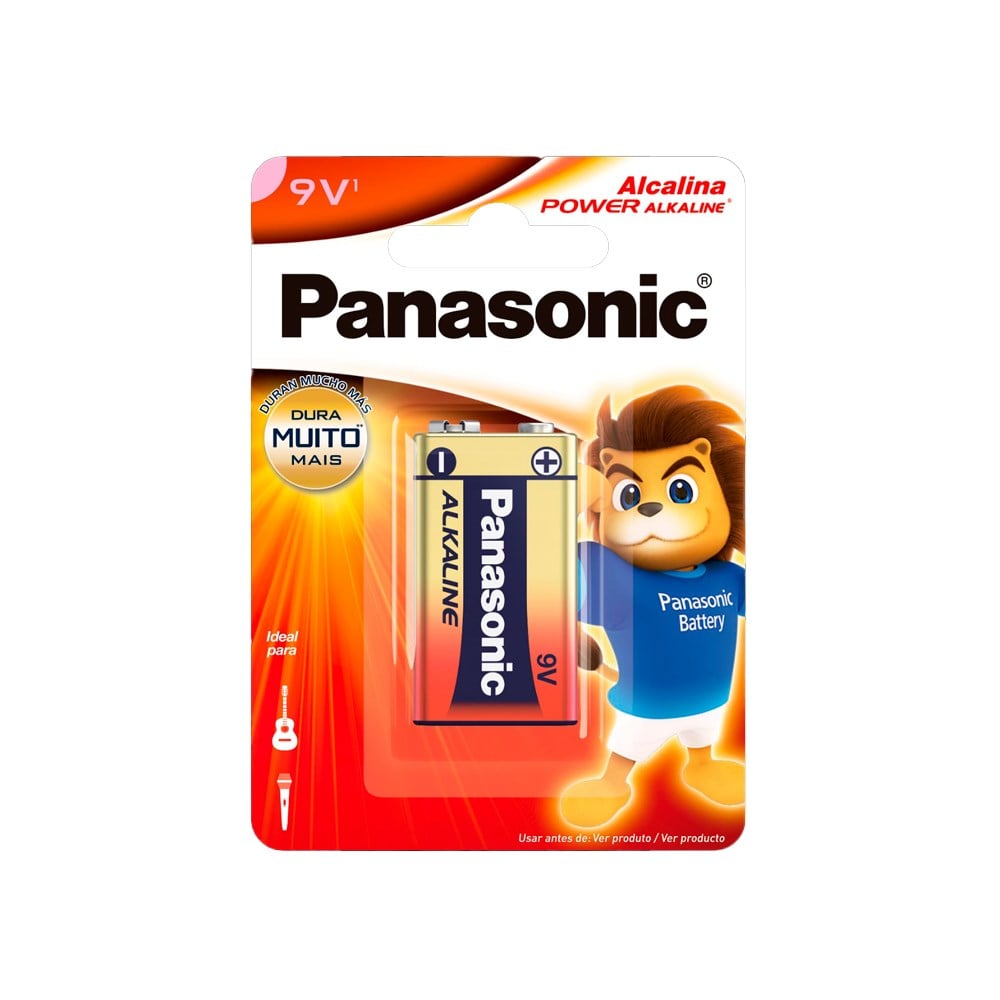 Pilha Panasonic Alcalina Bateria 9V com 1 Peça 6LF22XAB/1B24