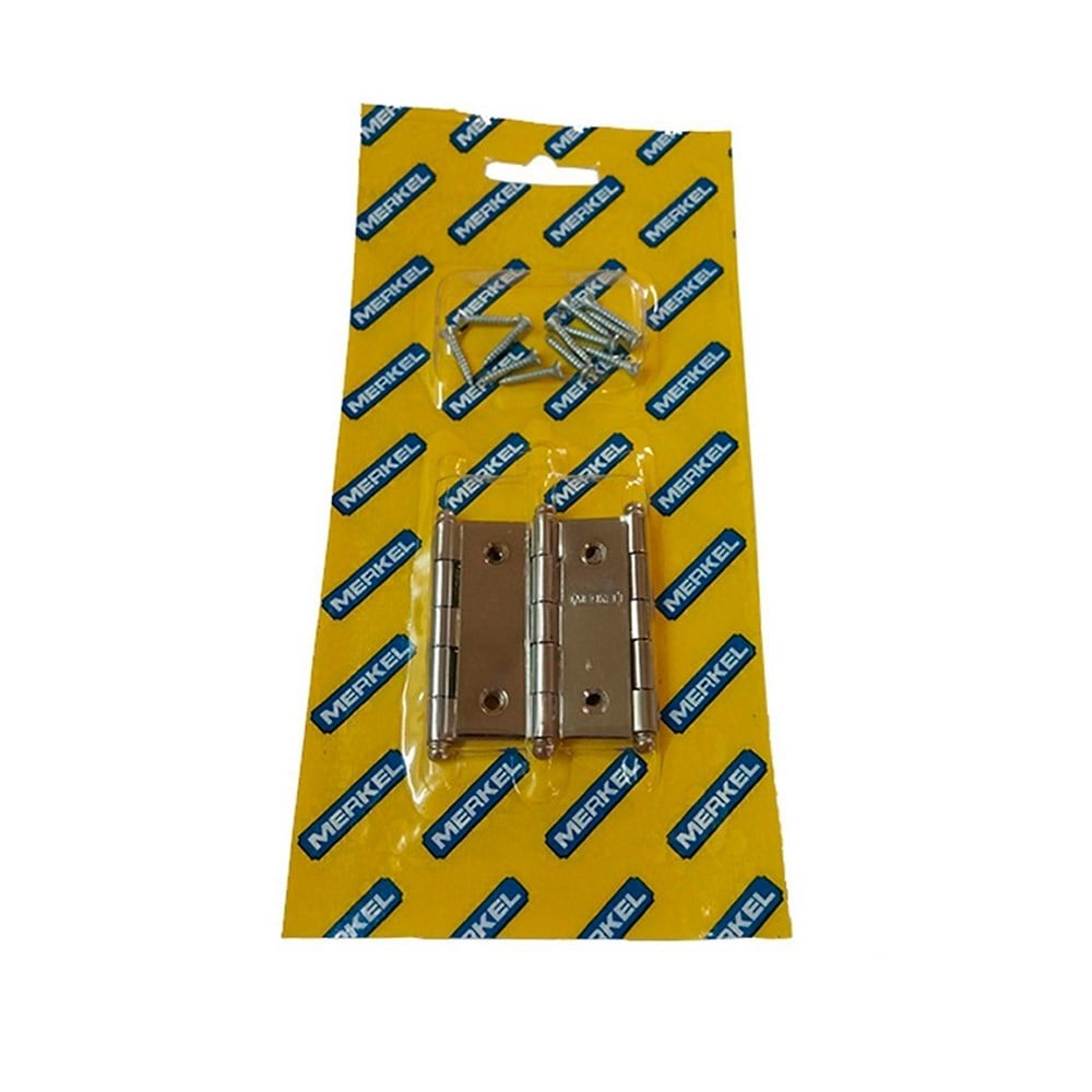 Dobradiça Merkel 129 Ferro Niquelado 2" Blister com 3 Peças 789615580270