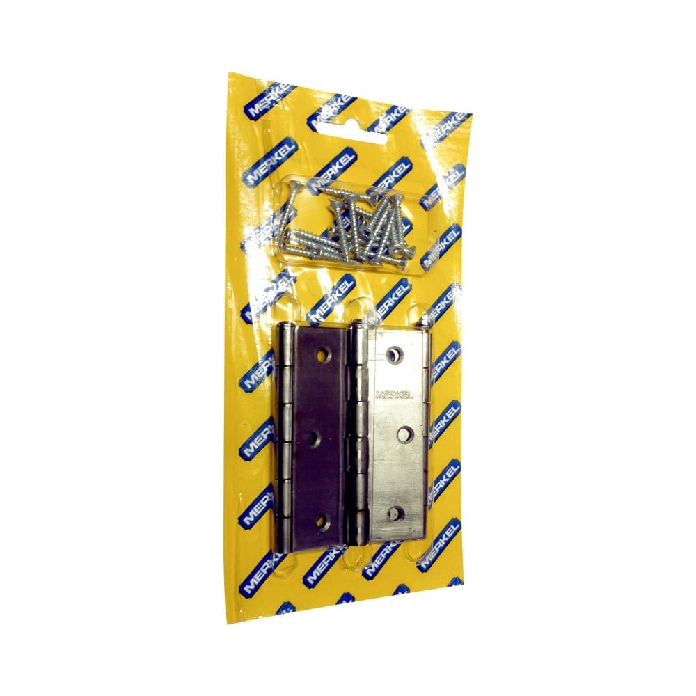 Dobradiça Merkel 101 Ferro Polido 3.1/2" Blister com 3 Peças 789615582769