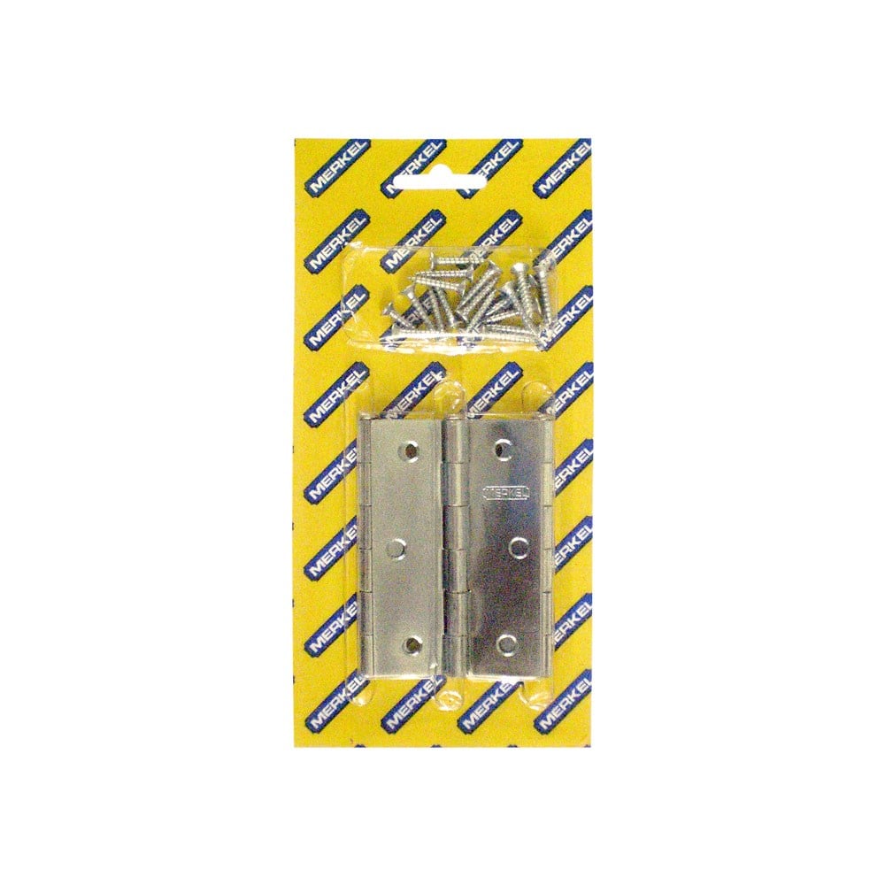 Dobradiça Merkel 101 Ferro Zincado Latonado 3.1/2" Blister com 3 Peças 789615582770