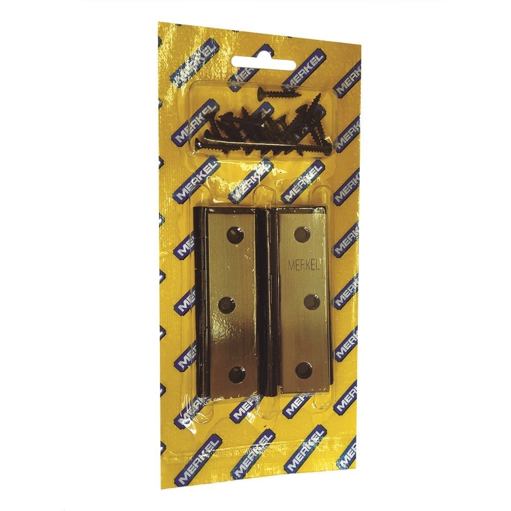 Dobradiça Merkel 101 Ferro Latonado Oxidado 3.1/2" Blister com 3 Peças 789615582772