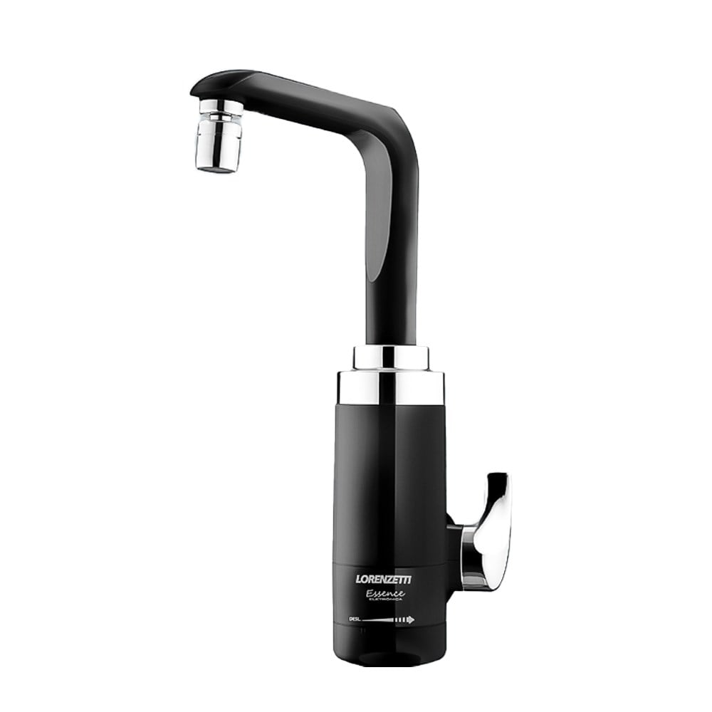 Torneira Elétrica Lorenzetti Essence Parede 127V 4600W Preta/Cromada 7551030
