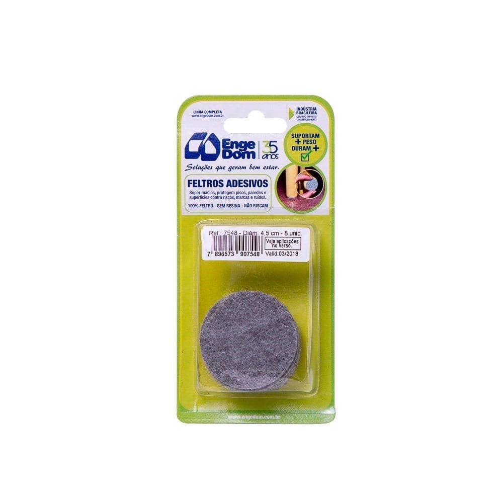 Feltro AA Engedom Cinza Redondo 4.5cm 8 Peças 7548