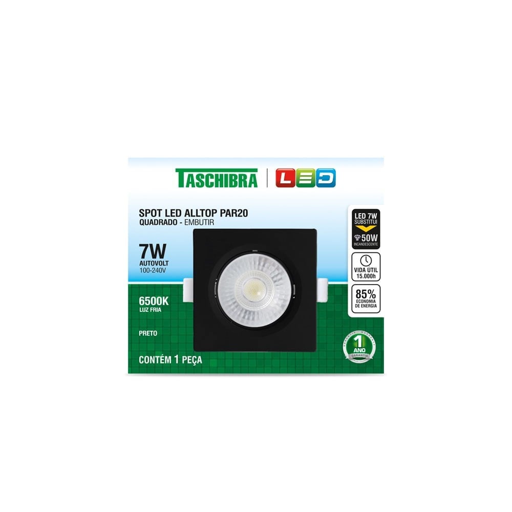 Spot LED 7W Alltop Embuti PAR20 6500k Taschibra | 15090335