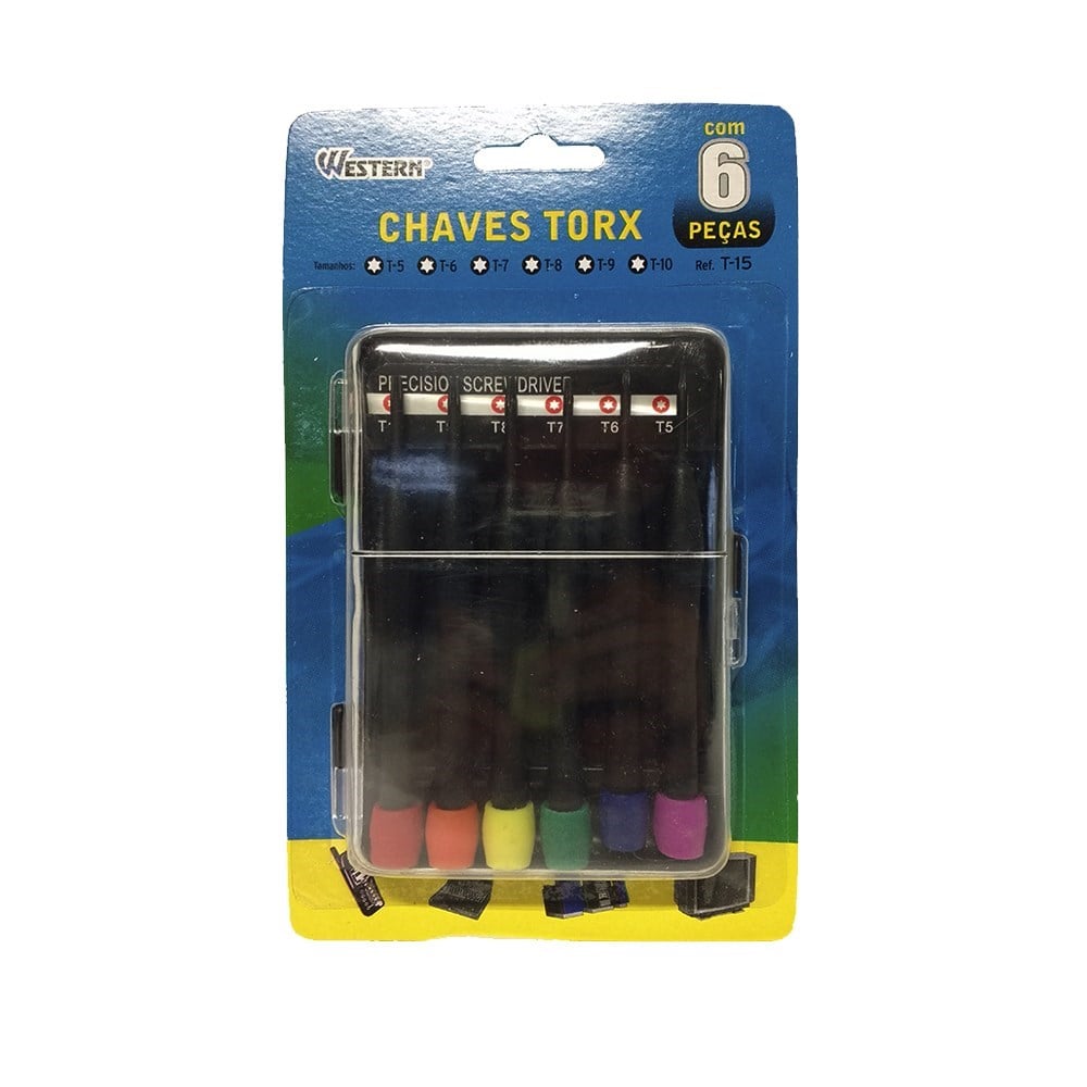 Chave Torx Western T05aT10 com Cabo 06 Peças T-15