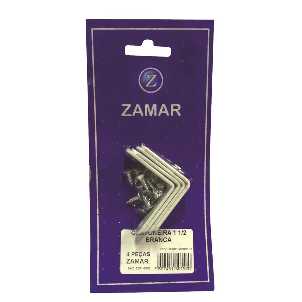 Cantoneira Móveis Zamar Branca 1.1/2" 04 Peças 2220152