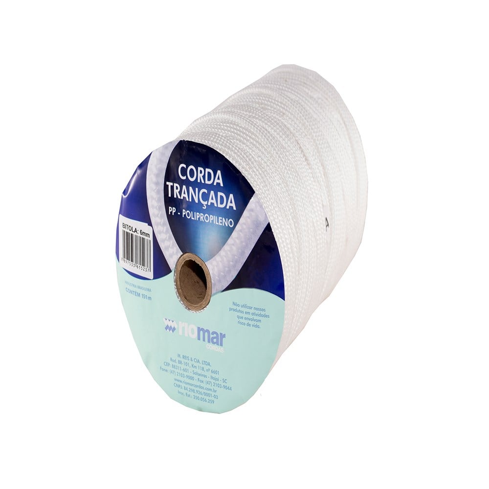 Corda Polipropileno Trançada Riomar 06mm Branca 191M 33206061