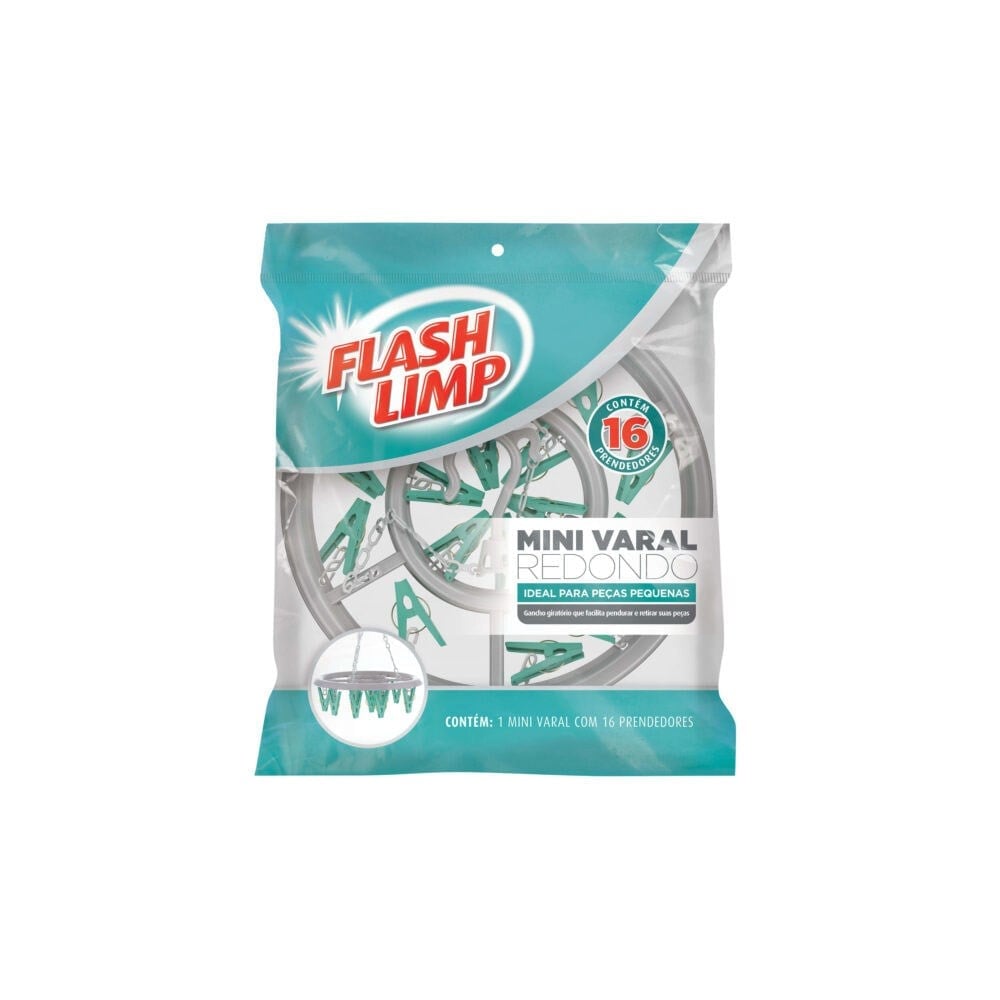 Varal Flashlimp Mini "Redondo"COM 16 Prendedores LAV6810