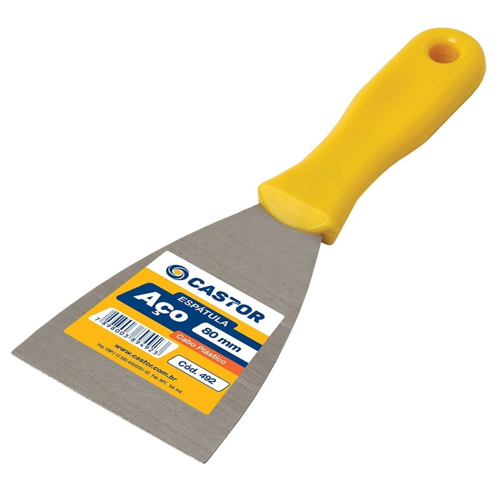 Espátula Parede Castor Laminada Cabo Plástico 80mm 492