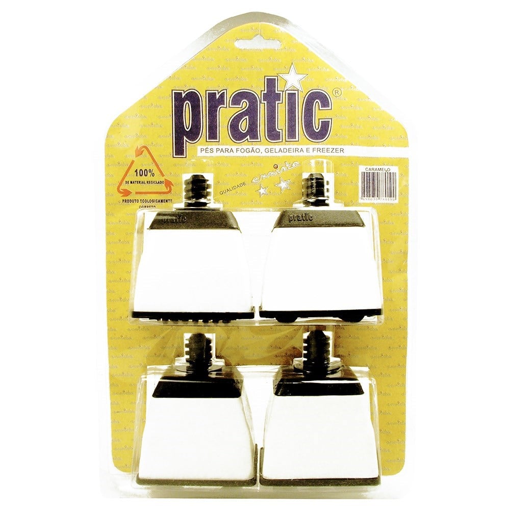 Pé Geladeira / Fogão Plástico Quadrado Luxo Pratic Branco