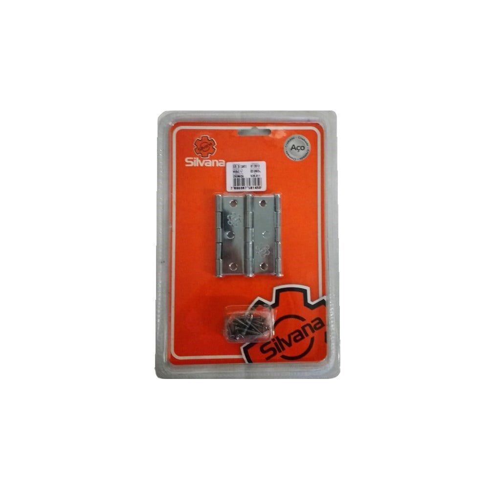 Dobradiça Silvana 880 Cromada 2.1/2" Blister com 3 Peças 91450