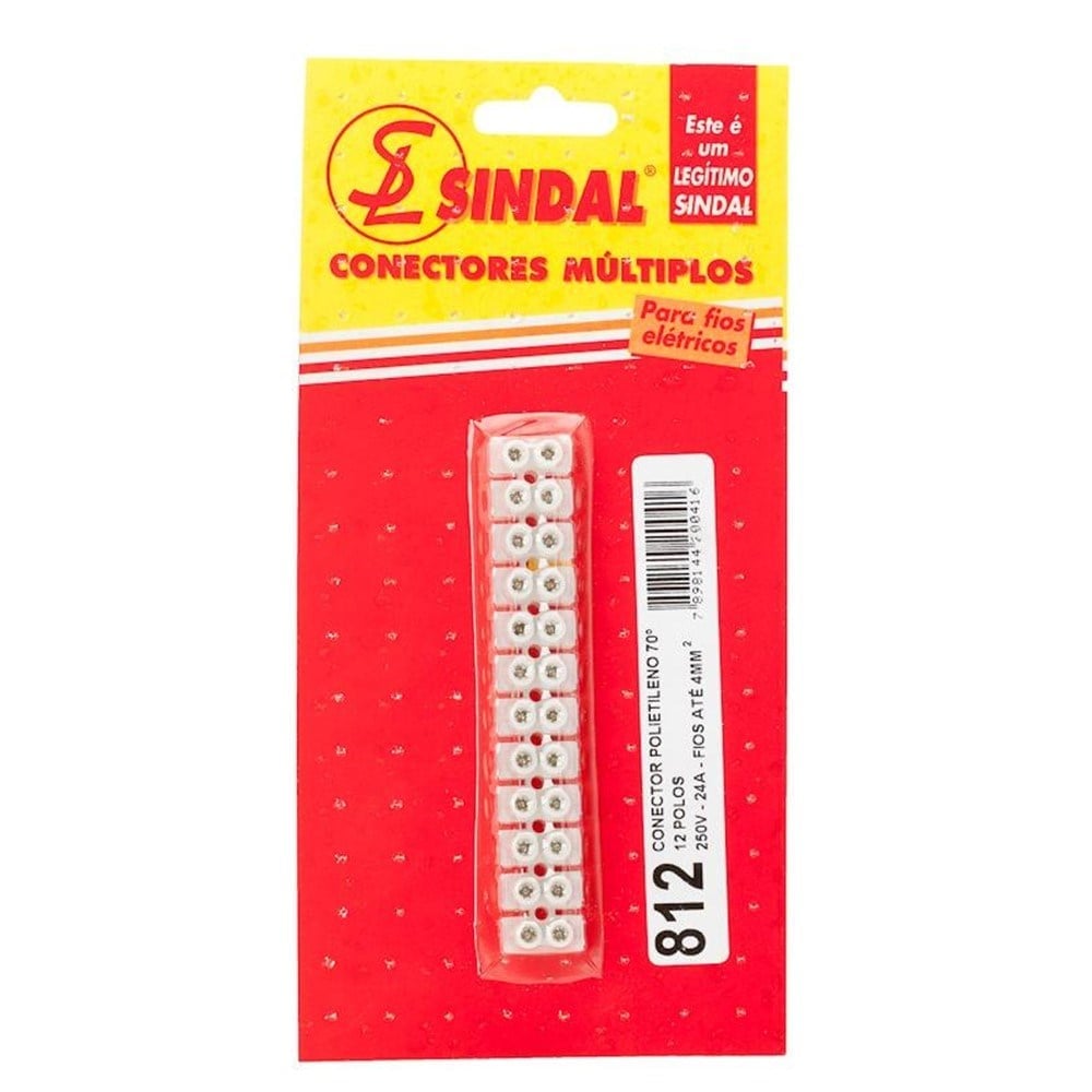 Conector Barra Sindal Plástico 4/812 Carttelado SKI.0812.PE.B