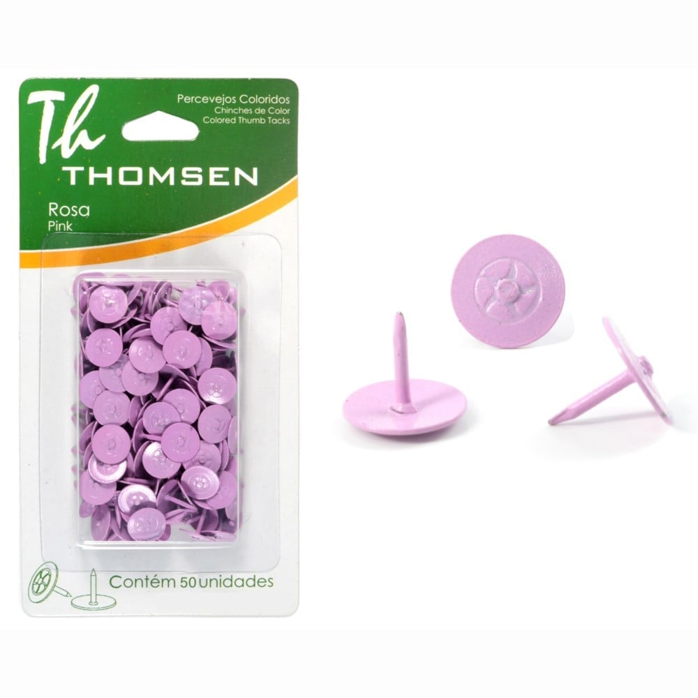 Percevejo Thomsen Rosa Cartela com 50 Peças PC-025