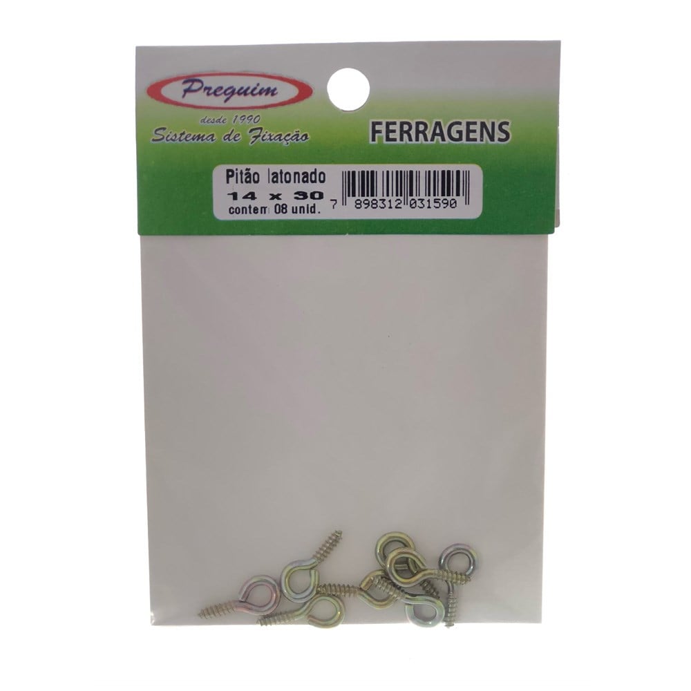 Cartela Pitão Bicromatizado Preguim 14X30 com 08 Peças 1590