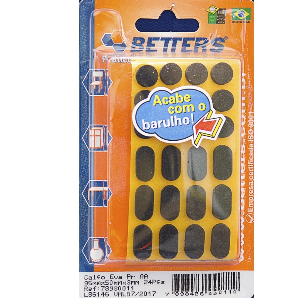 Calco Eva Auto Adesivo Redondo Preto 95 X 50 X 3mm 24 Peças 011 BRIBTS000008