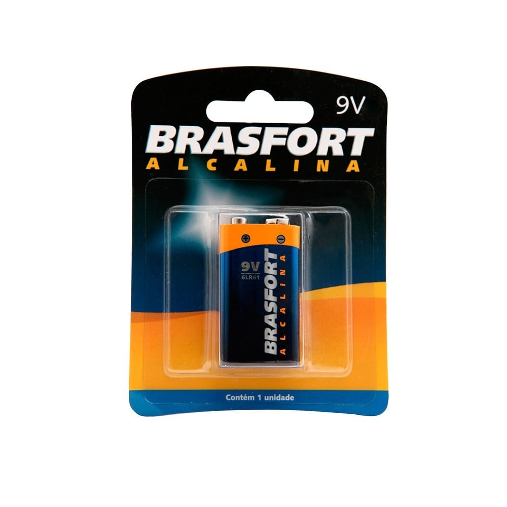 Pilha Brasfort Alcalina Bateria 09V Cartela com 1 Peça 6304