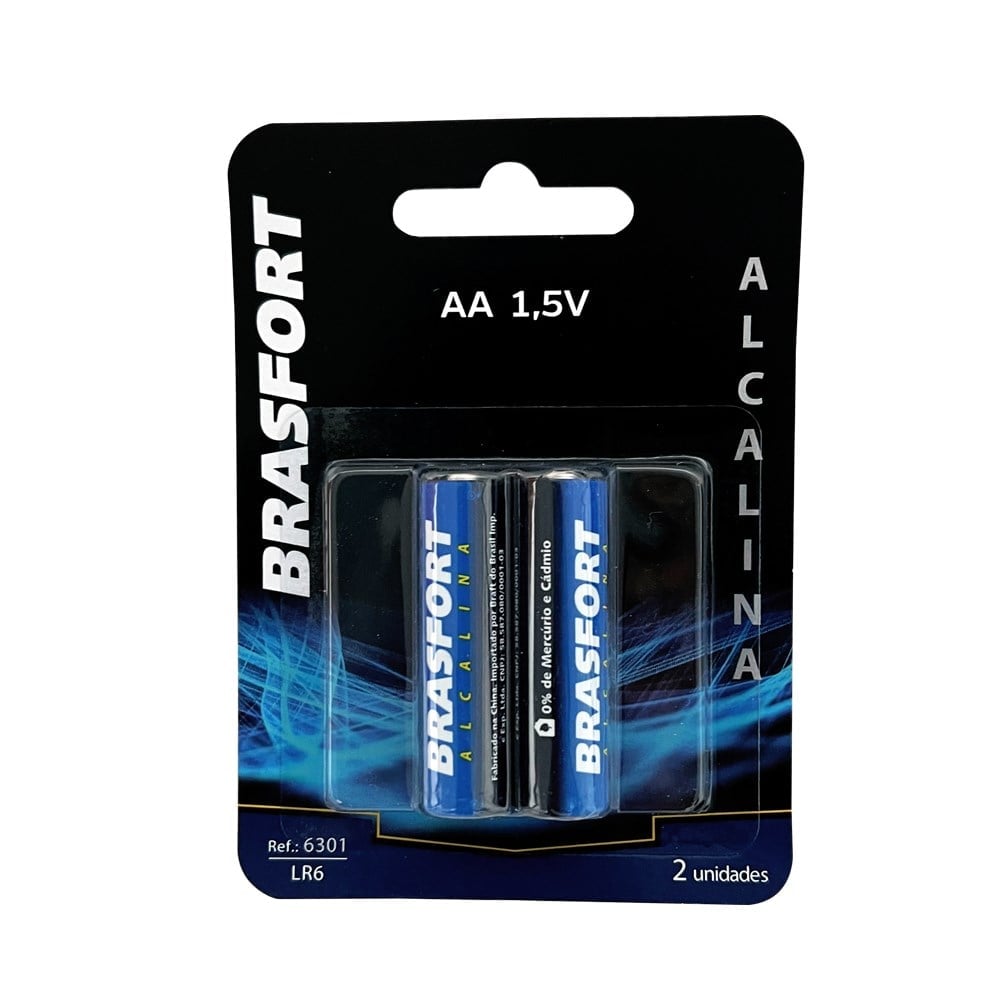 Pilha Brasfort Alcalina Pequena "Aa" Cartela 2 Peças 6301