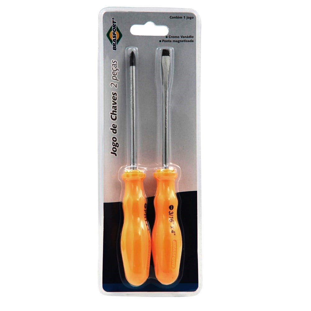 Chave Fenda/Phillips Brasfort 3/16X4 com 2 Peças 7279