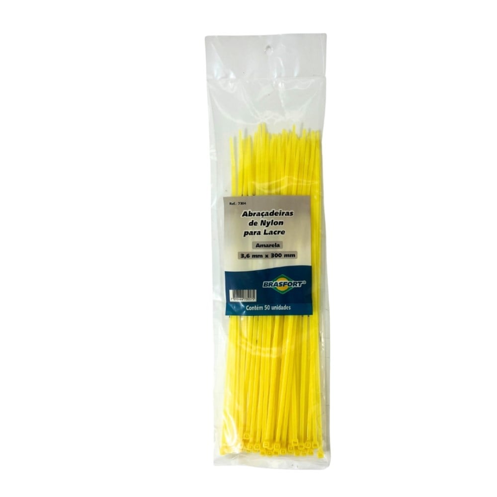 Abraçadeira Nylon Brasfort Amarela 3.6x300 50 Peças 7304