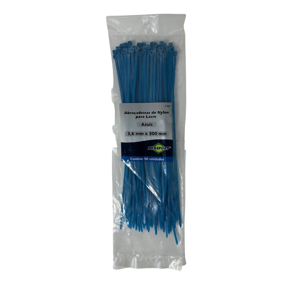 Abraçadeira Nylon Brasfort Azul 3.6x300 50 Peças 7305