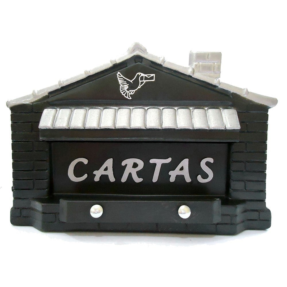 Caixa Carta Power Plástica Gradil "Casinha" Preta 23-1-PRETA