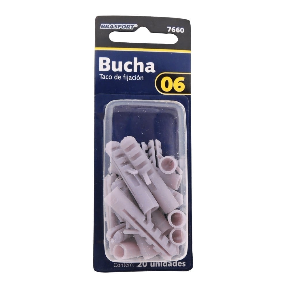 Cartela Bucha Fixação Brasfort Nº 06 Cartela com 20 Peças | 7660