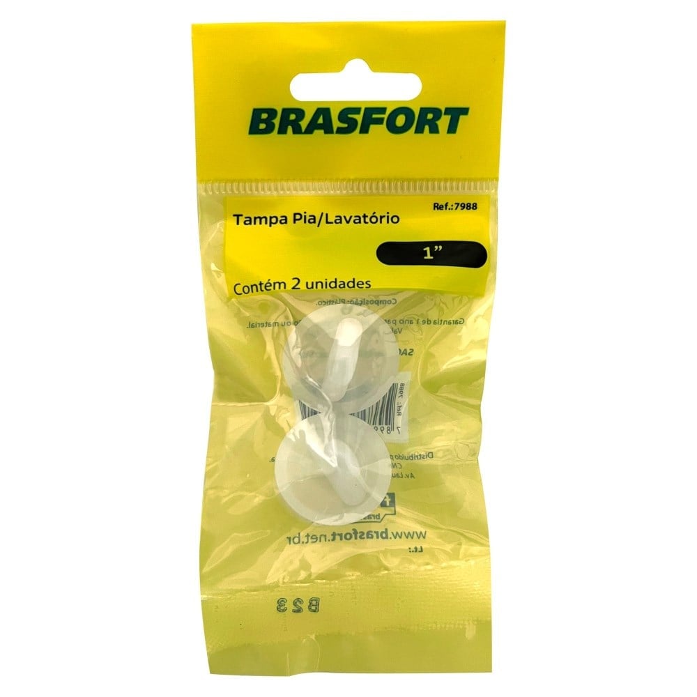 Cartela Tampa Pia / Lavatório Brasfort Plástico 1" com 2 Peças 7988