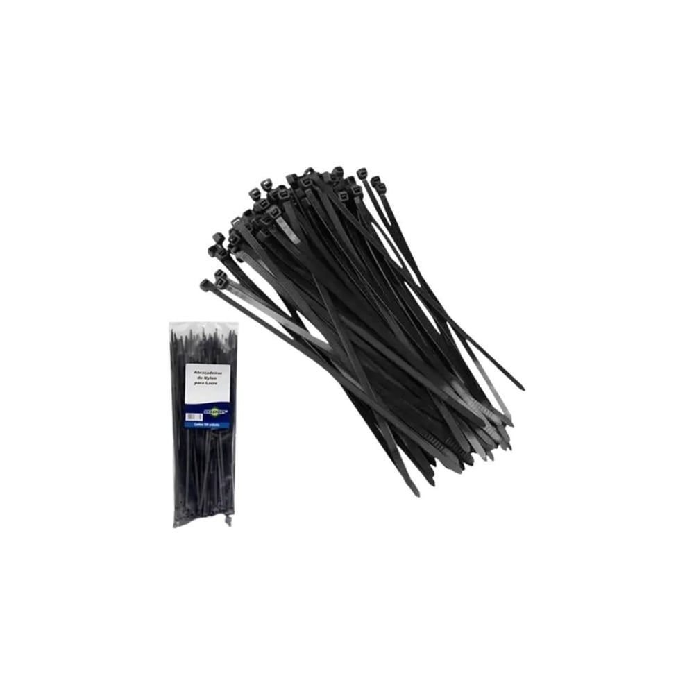 Abraçadeira de Nylon Preta Brasfort 3,6 x 400 mm com 100 Unidades | 9018