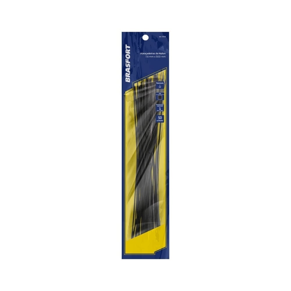 Abraçadeira de Nylon Preta 7,6x500 mm com 50 Peças | 9028