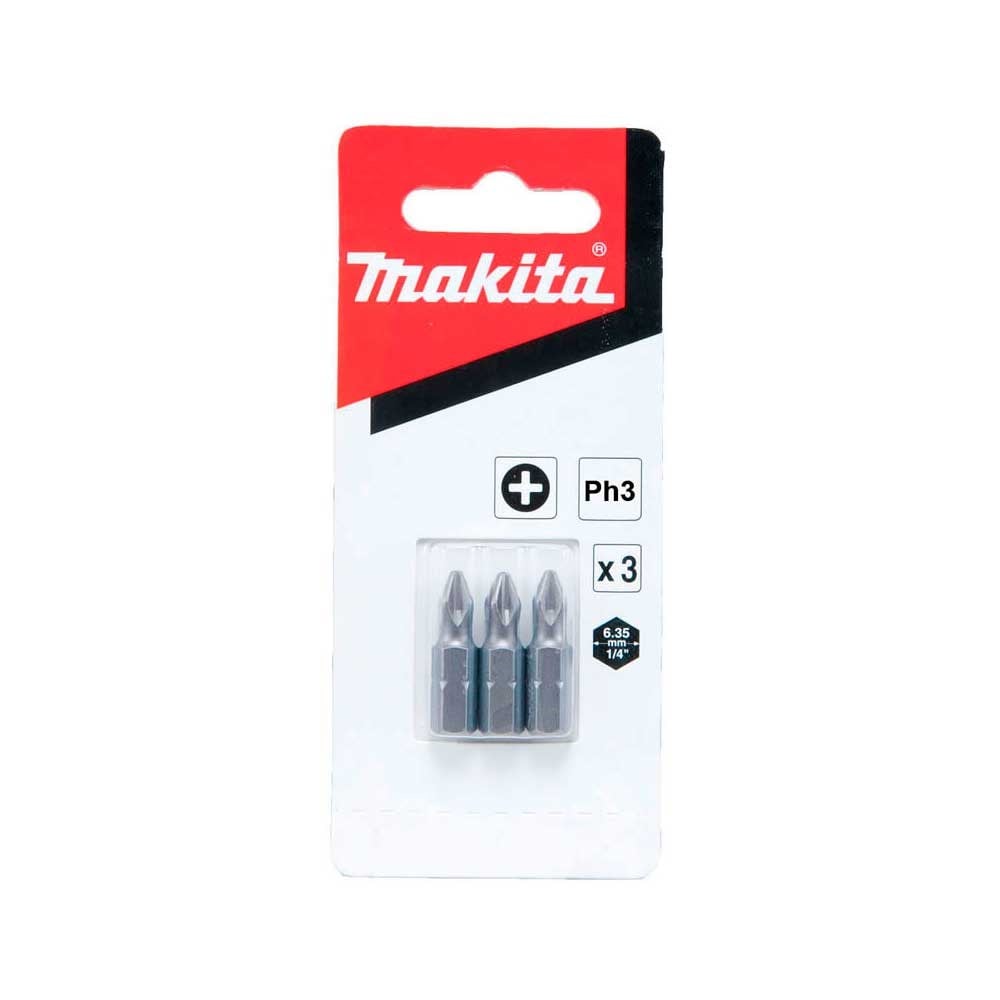 Ponteira Makita Bits Phillips PH3 X 25mm Curta com 3 Peças B-23472