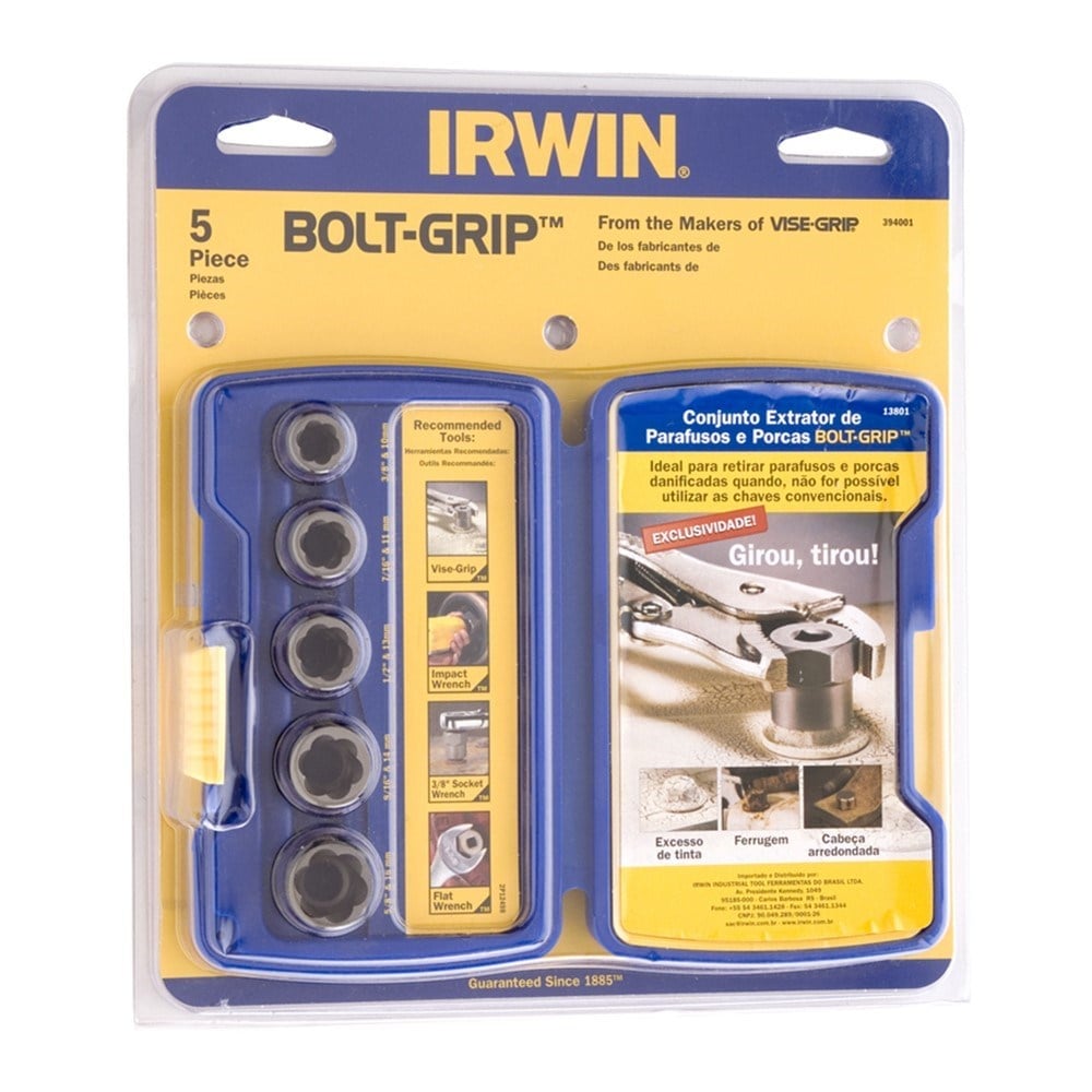 Extrator Parafuso e Porca Irwin com 5pecas 394001