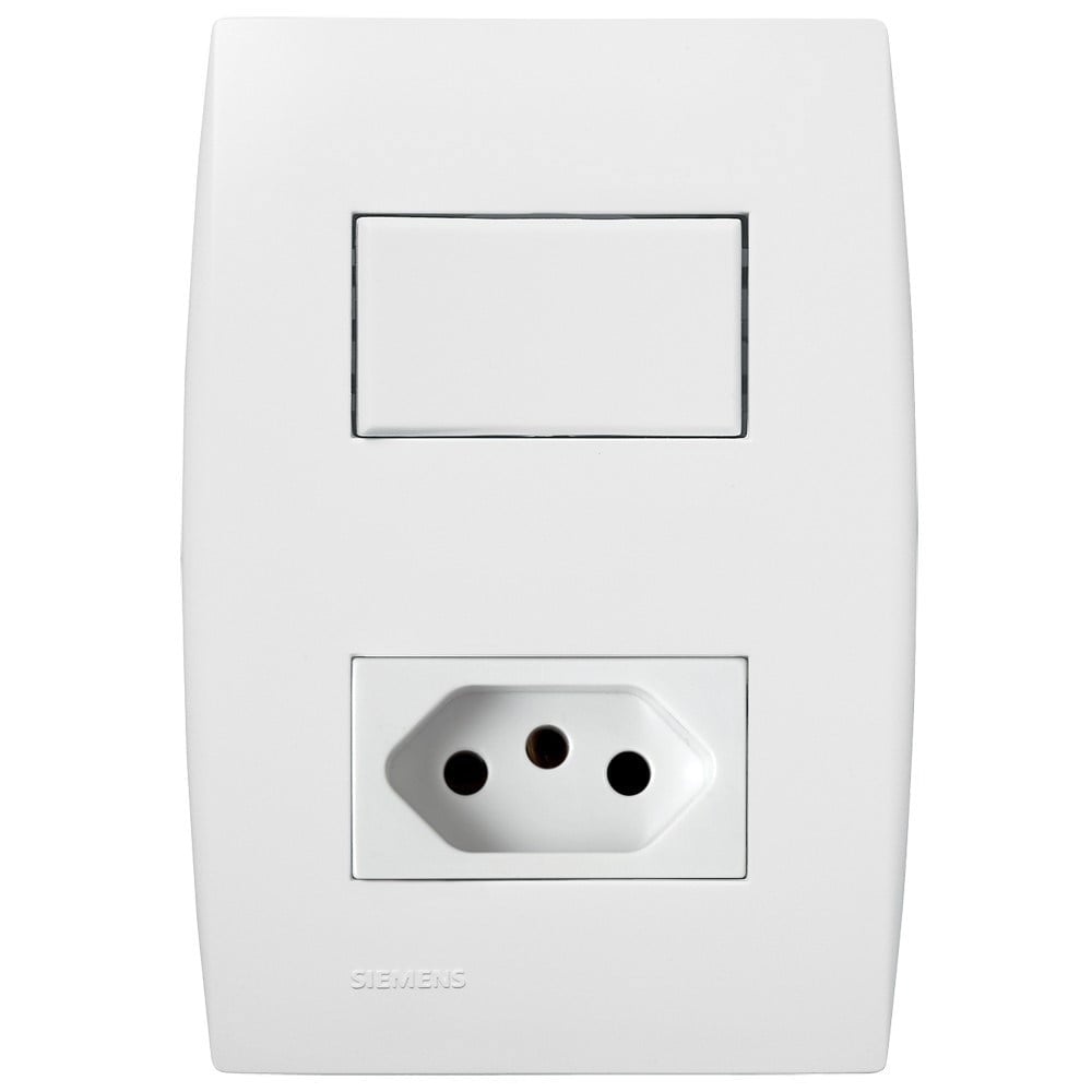 Conjunto Soprano Ilus 4X2 Branco com Placa 1 Simples + Tomada 5TA99066