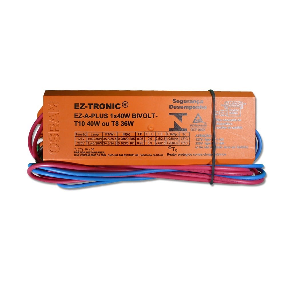 Reator Eletrônico Osram 1x40W Bivolt "Rta" 7008295