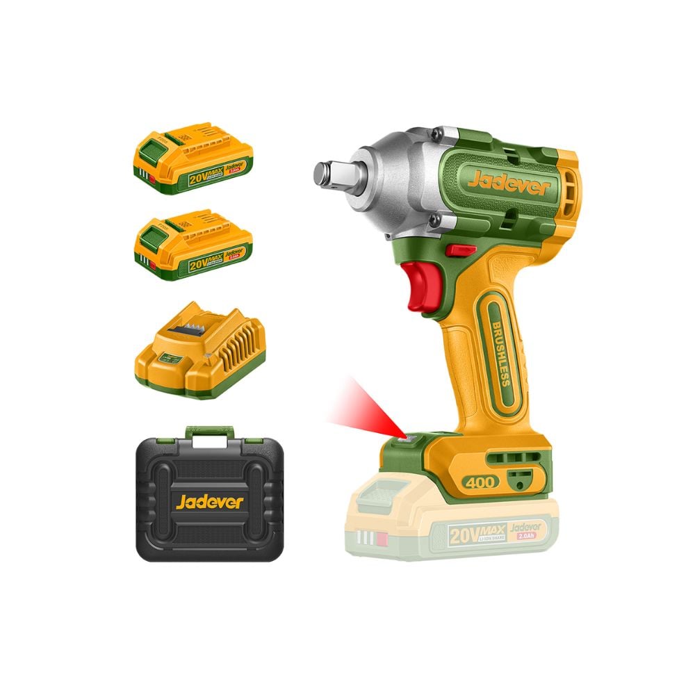 Chave Impacto 20V 1/2" 400Nm C/2 Bateria+Carregador+Maleta Jadever - imagem 1
