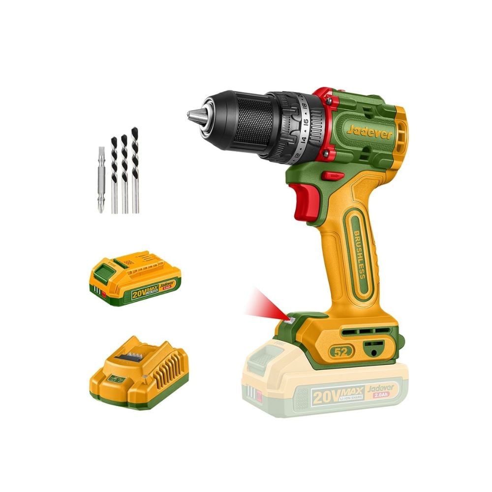 Furadeira/Parafusadeira Impacto 1/2" 52Nm 20V C/Bateria+Carregador Jadever - imagem 1