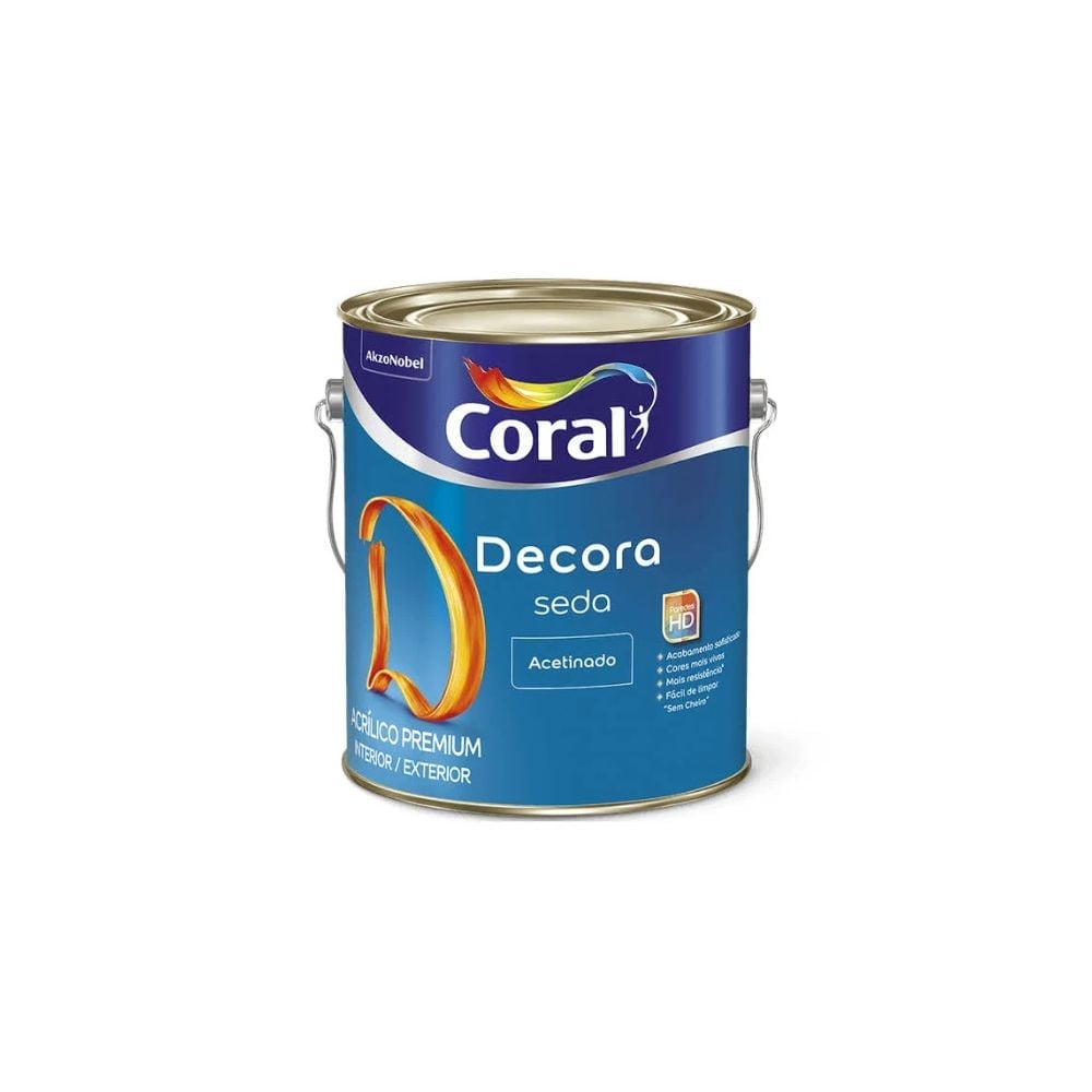 Tinta Acrílica Premium Acetinada Coral Decora Seda 3,2L – Cor Branco Neve - imagem 1