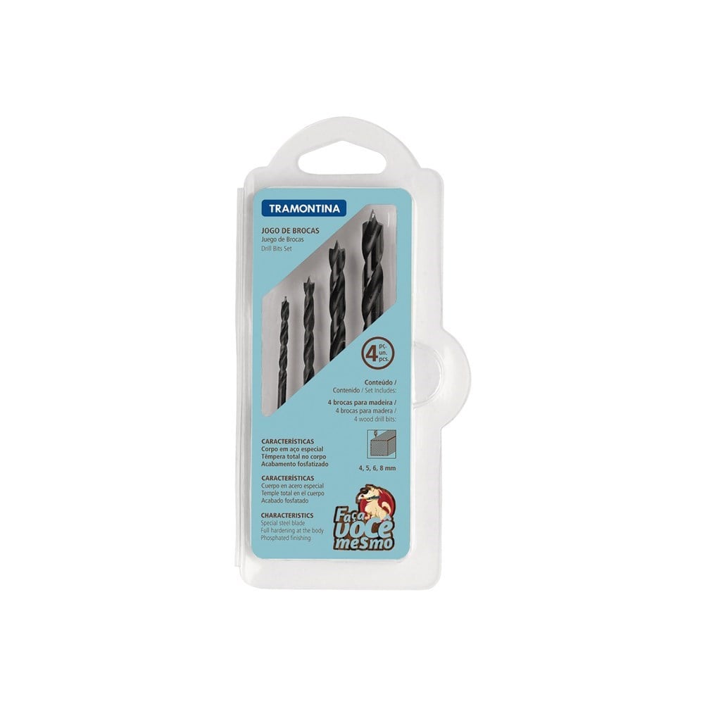 Broca Aço Carbono Tramontina 4/5/6/8mm 4p 43408509